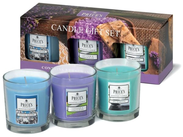 Price´s FRAGRANCE vonné svíčky ve skle - set Relax 3x350g
